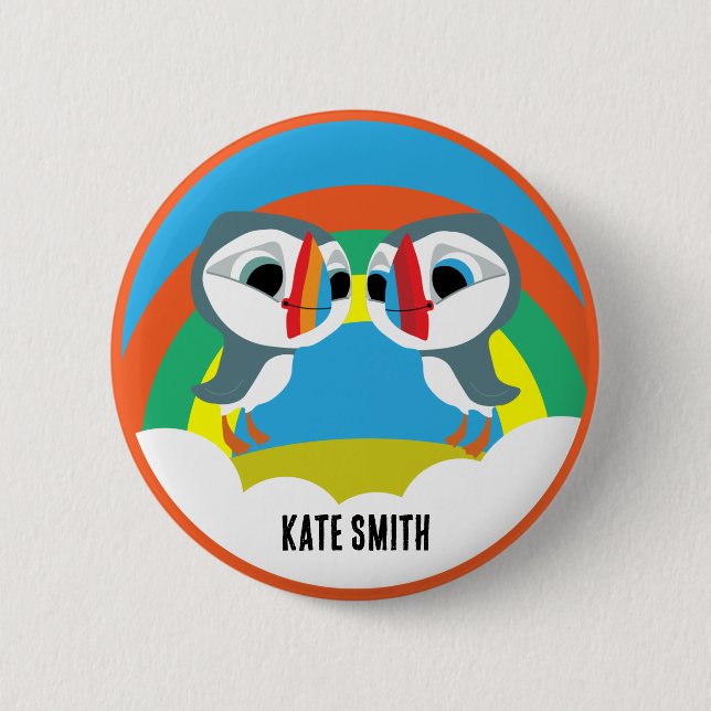 Macaron Rond 5 Cm Puffin Rocks (Devant)