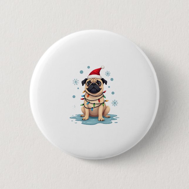 Macaron Rond 5 Cm Pug Dog Christmas Men Women (1) (Devant)