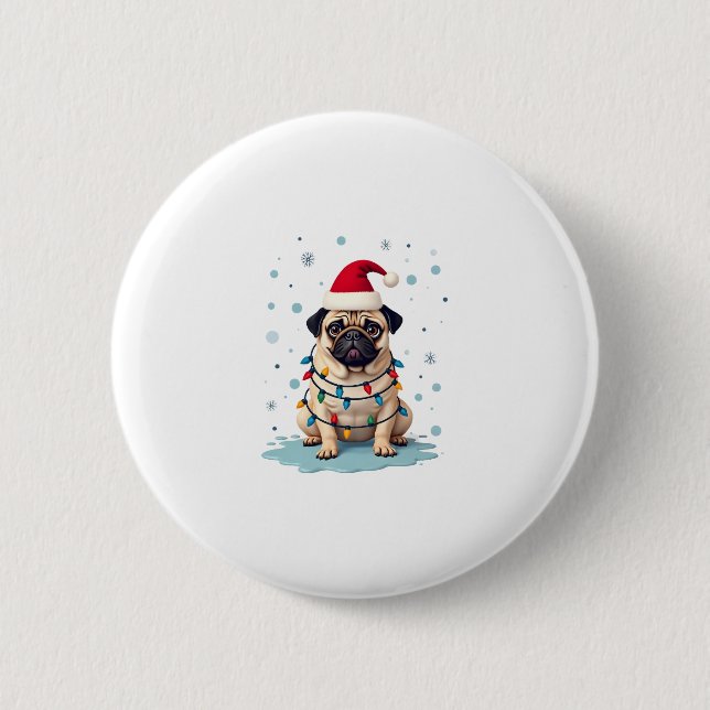 Macaron Rond 5 Cm Pug Dog Christmas Men Women (3) (Devant)