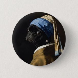 Macaron Rond 5 Cm Pug personnalisé comme image iconique populaire