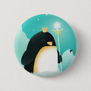 Macaron Rond 5 Cm Puissance aux pingouins - la goupille d'empereur