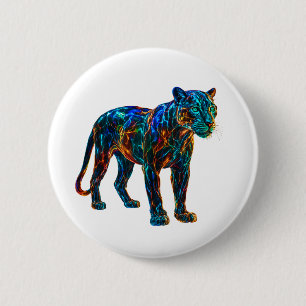 Macaron Rond 5 Cm Puissant Panther Art