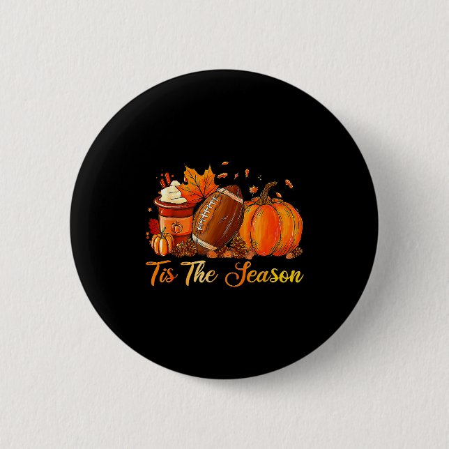 Macaron Rond 5 Cm Pumpkin Sce Football Tis The Season Fall Thanksgiv (Devant)