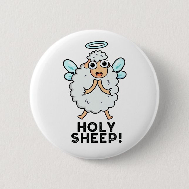 Macaron Rond 5 Cm Pun animal amusant pour le mouton Saint (Devant)