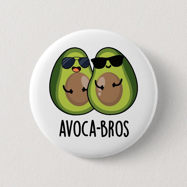 Macaron Rond 5 Cm Pun Avoca-bros amusant Avocado (Devant)