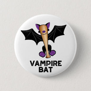 Macaron Rond 5 Cm Pun de baseball amusant de Vampire Bat