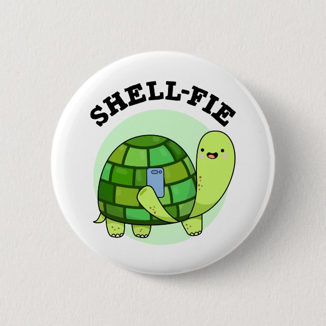 Macaron Rond 5 Cm Pun Selfie Tortoise Funny à Shell-fie (Devant)