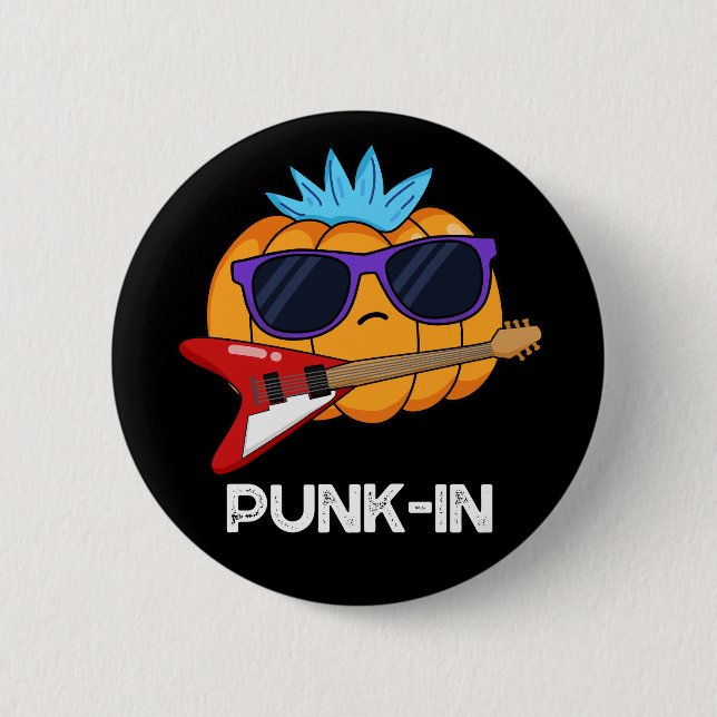 Macaron Rond 5 Cm PUnk-in Funny Punk Rock Citrouille Pun Dark BG (Devant)