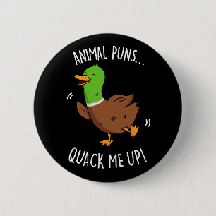 Macaron Rond 5 Cm Puns Animaux Quack Me Up Funny Pun Canard Dark BG
