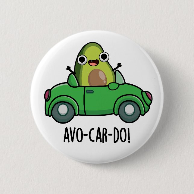 Macaron Rond 5 Cm Puns Avo-car-do Drôle Avocado (Devant)