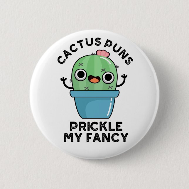 Macaron Rond 5 Cm Puns Cactus Pricket Mon Fancy Plante Pun (Devant)