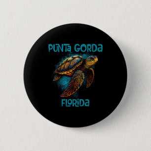 Macaron Rond 5 Cm Punta Gorda Floride Fl Rétro Vintage Plage Mer Tor