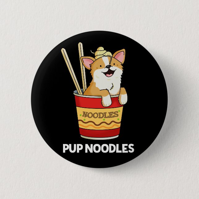 Macaron Rond 5 Cm Pup Noodles Funny Cup Noodles Pun Dark BG (Devant)