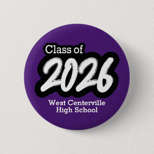 Macaron Rond 5 Cm Purple Bold Brush Classe de Bouton 2026