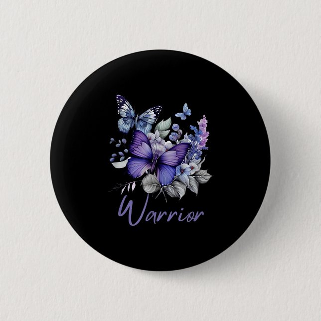 Macaron Rond 5 Cm Purple Butterflies Warrior Suicide Prevention Awar (Devant)