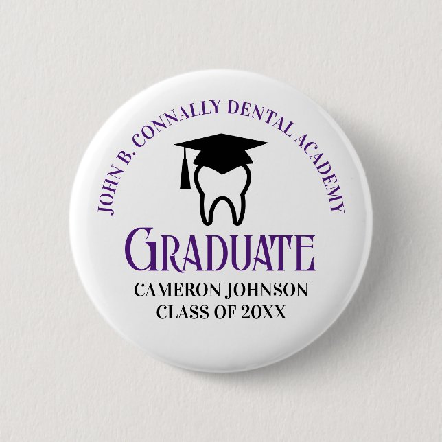 Macaron Rond 5 Cm Purple Dentist Graduation Custom Dental School (Devant)