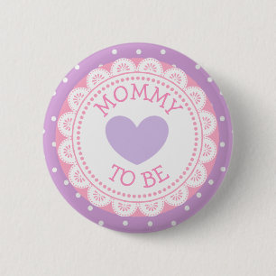 Macaron Rond 5 Cm Purple et rose Polka Dot Maman to Be Bouton