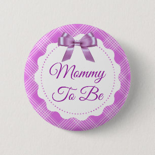 Macaron Rond 5 Cm Purple Plaid et la maman bow être bouton