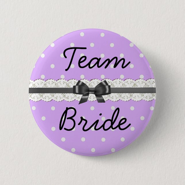 Macaron Rond 5 Cm Purple Polka Dot Team Mariée Bachelorette Party (Devant)