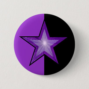 Macaron Rond 5 Cm Purple Star bouton violet noir