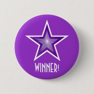 Macaron Rond 5 Cm Purple Star 'WINNER' bouton violet violet