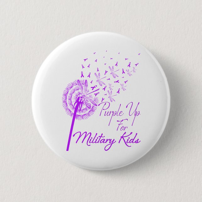 Macaron Rond 5 Cm Purple up for Military Kids Dandelion - Mois (Devant)