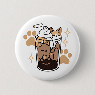 Macaron Rond 5 Cm Purr-fect Blend : Cat and Coffee Art for Pet Lover