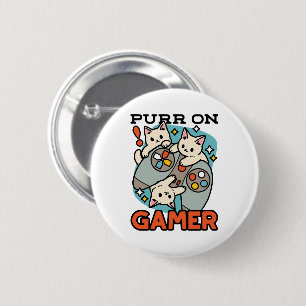 Macaron Rond 5 Cm Purr On Gamer - Conception De Jeu De Chat Cute