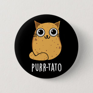 Macaron Rond 5 Cm Purr-tato Funny Chat Pun de pomme de terre Dark BG