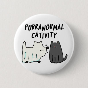 Macaron Rond 5 Cm Purranoral Cativité Funny Halloween Cat Pun