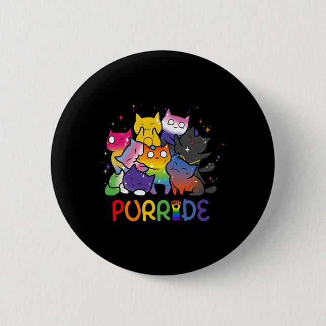 Macaron Rond 5 Cm Purride Cat Pride Ally Lgbt Arc-en-ciel Amoureux d (Devant)