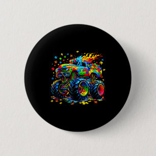 Macaron Rond 5 Cm Puzzle de camion monstre drôle de sensibilisation