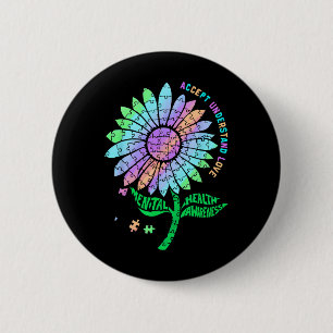 Macaron Rond 5 Cm Puzzle de sensibilisation à la santé mentale Tourn