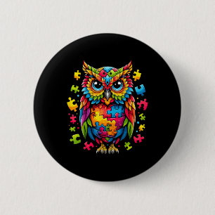 Macaron Rond 5 Cm Puzzle de Sensibilisation sur l'autisme de hibou A