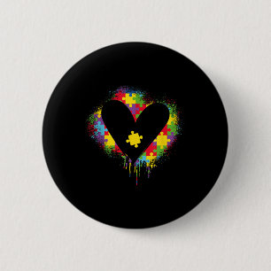 Macaron Rond 5 Cm Puzzle du coeur _ Autiste _ Soutien Autisme