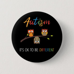 Macaron Rond 5 Cm Puzzle Owl Cute Sensibilisation sur l'autisme Auti