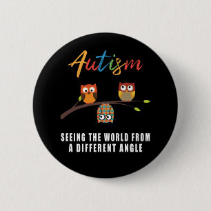 Macaron Rond 5 Cm Puzzle Owl Sensibilisation sur l'autisme Autistic 