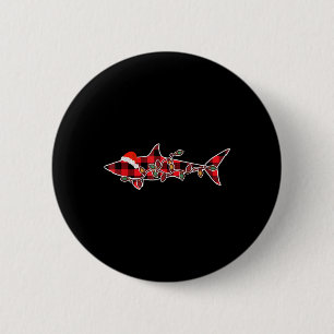 Macaron Rond 5 Cm Pyjama rouge requin Santa Chapeau feu de Noël