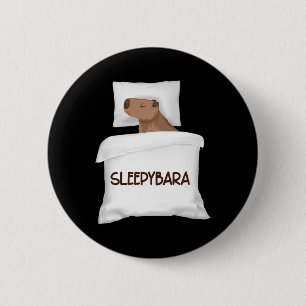 Macaron Rond 5 Cm Pyjamas de nuit de Capybara Officielle Dormir Slee