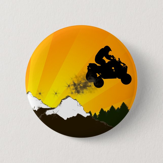 Macaron Rond 5 Cm quads. coucher de soleil orange. (Devant)