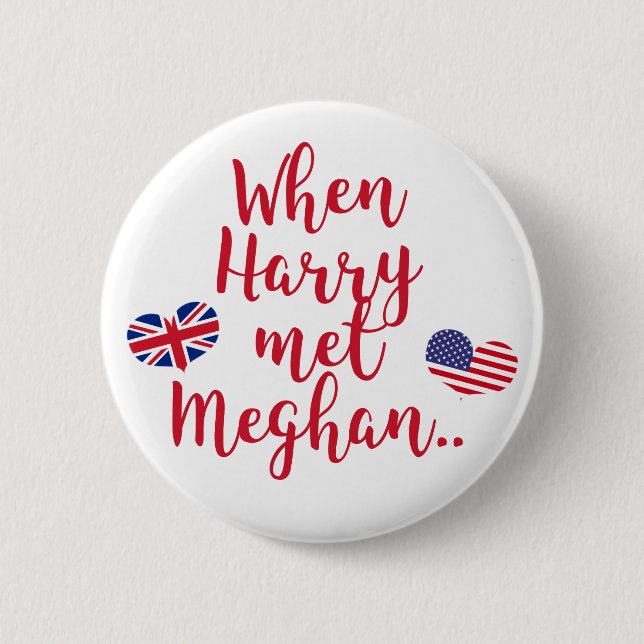 Macaron Rond 5 Cm Quand Harry a rencontré Meghan | Fun Mariage royal (Devant)