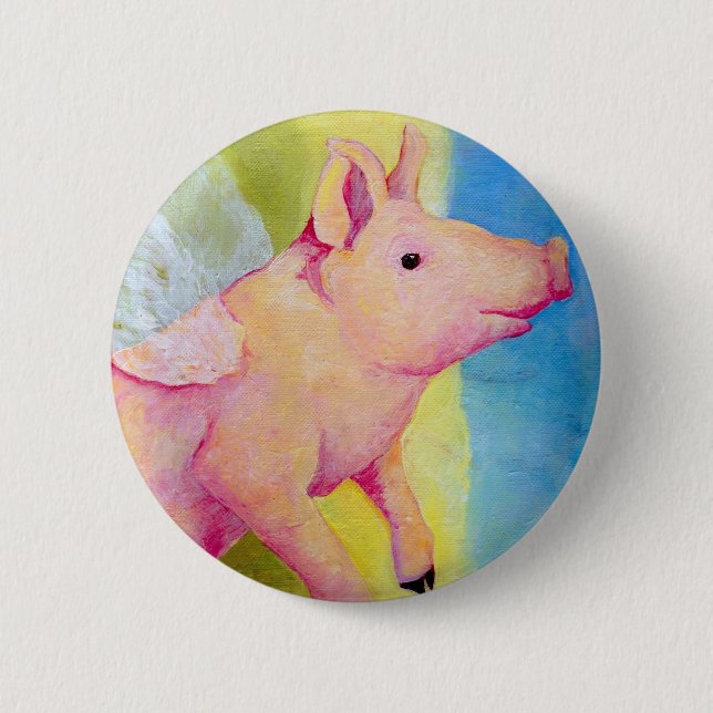 Macaron Rond 5 Cm quand les porcs volent (Devant)