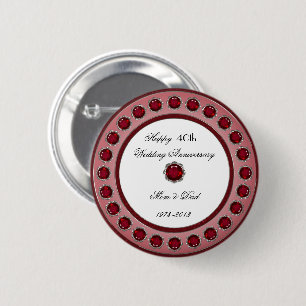 Macaron Rond 5 Cm quarantième Bouton d'anniversaire de mariage