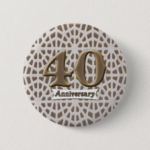 Macaron Rond 5 Cm quarantième Bouton d'anniversaire de mariage
