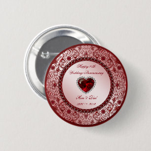 Macaron Rond 5 Cm quarantième Bouton rond d'anniversaire de mariage