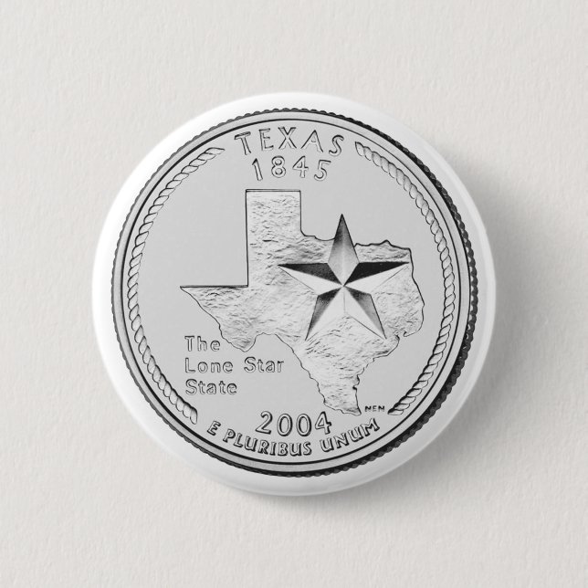 Macaron Rond 5 Cm Quartier d'État du Texas (Devant)