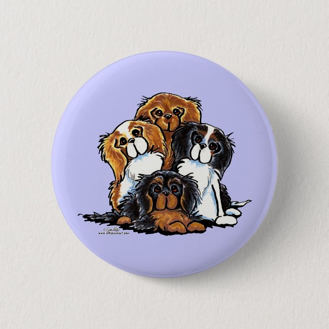 Macaron Rond 5 Cm Quatre Cavalier King Charles Spaniels (Devant)