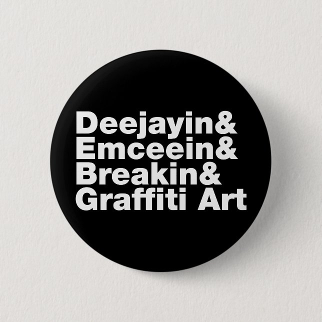 Macaron Rond 5 Cm Quatre éléments de hip hop (Devant)