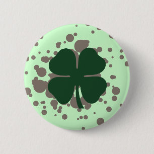 Macaron Rond 5 Cm quatre feuilles de trèfle : bulles :