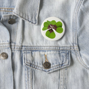 Macaron Rond 5 Cm Quatre feuilles Lucratif Jour de la Saint Patrick